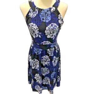 Banana Republic Blue and Black Floral Mini Dress